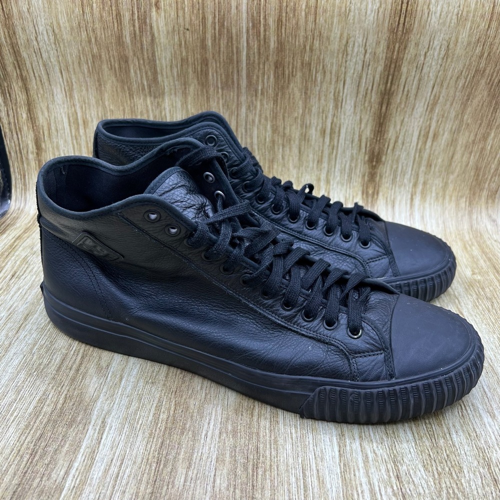 PF Flyers Center Hi Sneakers Men's Size 15 Black Leather High Top All Black